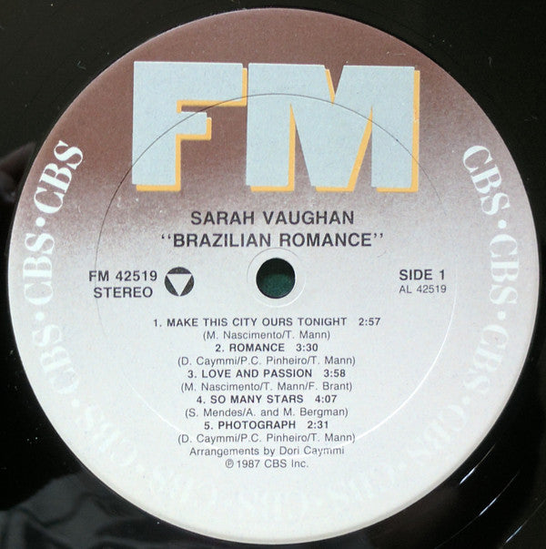Sarah Vaughan With Milton Nascimento : Brazilian Romance (LP, Album)