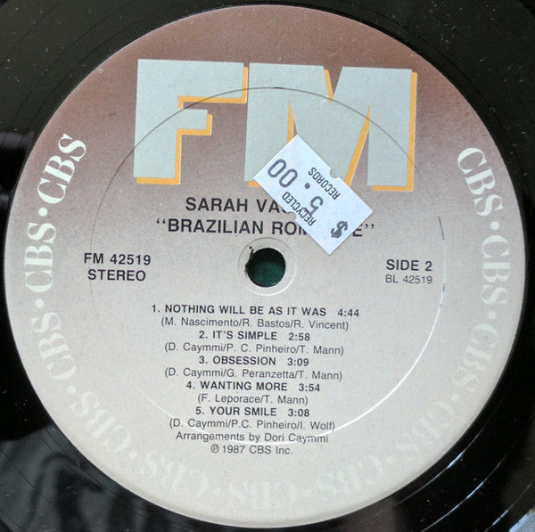 Sarah Vaughan With Milton Nascimento : Brazilian Romance (LP, Album)
