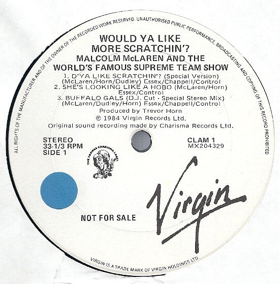Malcolm McLaren & World's Famous Supreme Team : Would Ya Like More Scratchin (LP, Album, Mixed, Promo)