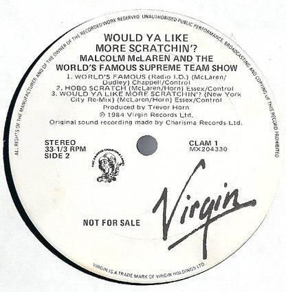 Malcolm McLaren & World's Famous Supreme Team : Would Ya Like More Scratchin (LP, Album, Mixed, Promo)