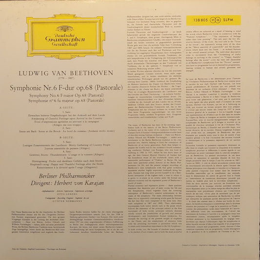 Ludwig van Beethoven - Berliner Philharmoniker, Herbert Von Karajan : Pastorale, Symphonie 6 (LP, Album, RE)