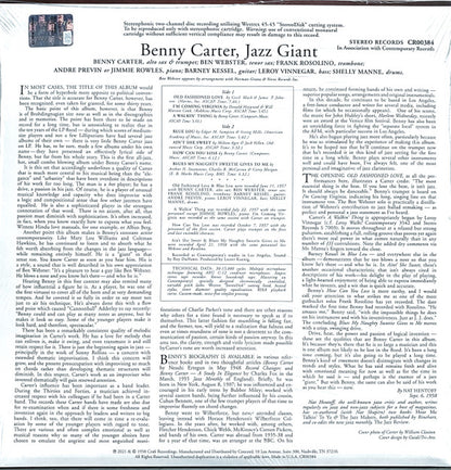 Benny Carter : Jazz Giant (LP, Album, RE, 180)