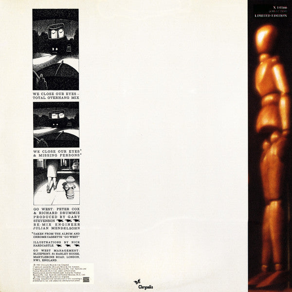 Go West : We Close Our Eyes (Total Overhang Mix) (12", Single, Ltd)