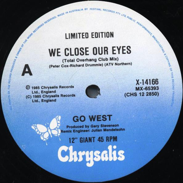 Go West : We Close Our Eyes (Total Overhang Mix) (12", Single, Ltd)