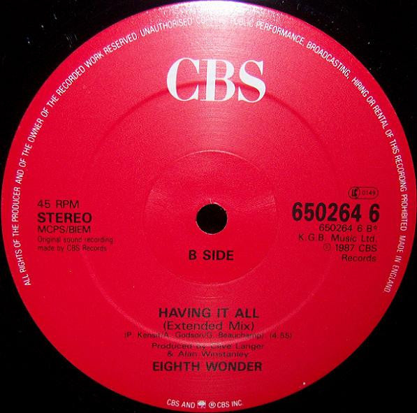 Eighth Wonder : Will You Remember (12", Single)