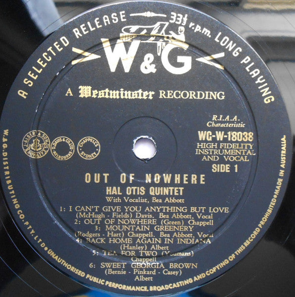 The Hal Otis Quintet, Bea Abbott : Out Of Nowhere (LP, Album)