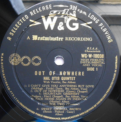 The Hal Otis Quintet, Bea Abbott : Out Of Nowhere (LP, Album)