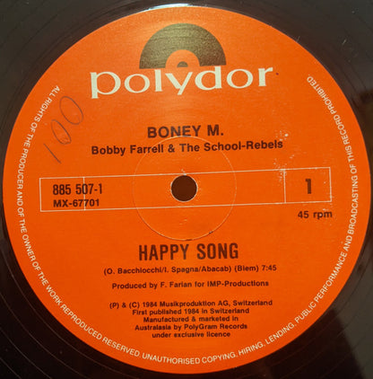 Boney M. And Bobby Farrell With The School Rebels : Happy Song (Clubmix) (12", Maxi)