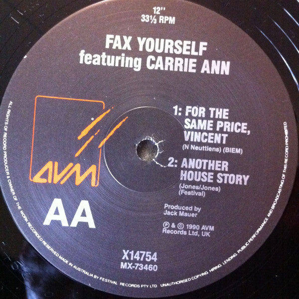 Fax Yourself Featuring Carrie Ann : I Feel Love  (12", Maxi, Ltd)