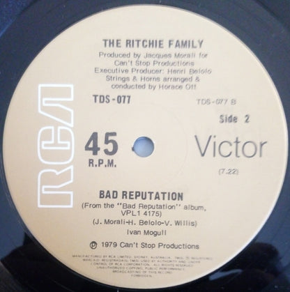 The Ritchie Family : Give Me A Break / Bad Reputation (12")