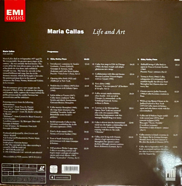 Maria Callas : Life And Art (Laserdisc, 12", Mono, PAL, gat)