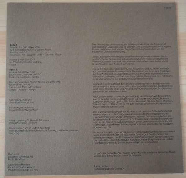 Bundesjugendorchester : Johann Sebastian Bach (LP)