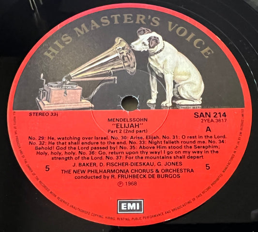 Felix Mendelssohn-Bartholdy / Gwyneth Jones / Janet Baker / Nicolai Gedda / Dietrich Fischer-Dieskau / Simon Woolf / Wandsworth School Boys' Choir / New Philharmonia Chorus / New Philharmonia Orchestra, Rafael Frühbeck De Burgos : Elijah (3xLP + Box)