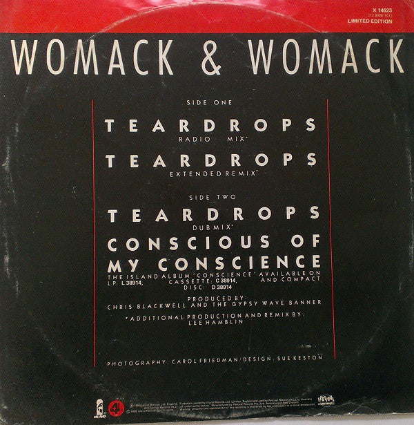 Womack & Womack : Teardrops (12", Single, Ltd)