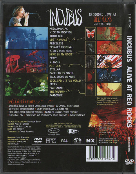 Incubus (2) : Alive At Red Rocks (DVD-V, PAL + CD)