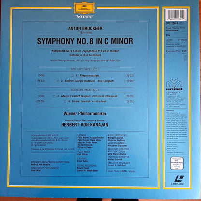 Anton Bruckner, Wiener Philharmoniker, Herbert von Karajan : Symphony No. 8 (Laserdisc, 12", PAL)