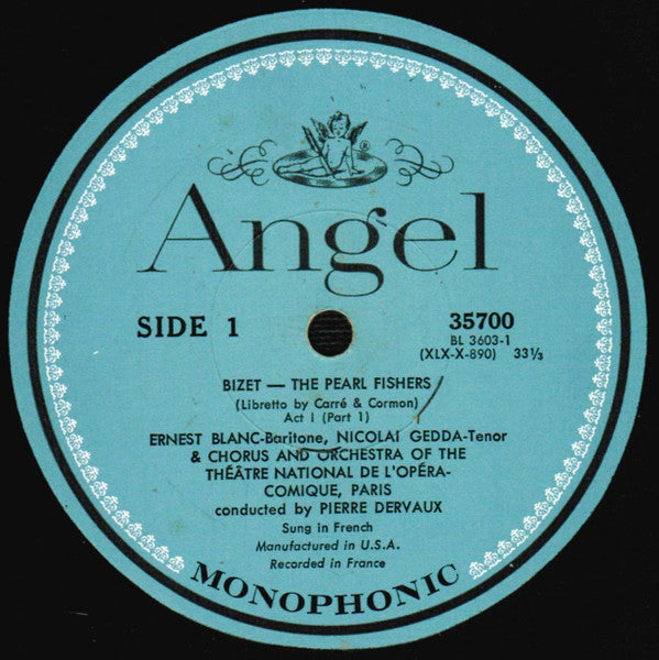Georges Bizet - Janine Micheau, Nicolai Gedda, Ernest Blanc, Pierre Dervaux (2), Jacques Mars, Chœurs Du Théâtre National De L'Opéra Comique And Orchestre Du Théâtre National De L'Opéra-Comique : The Pearl Fishers (2xLP, Album, Mono, RP, Scr + Box)