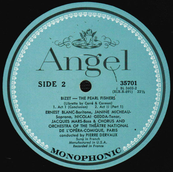 Georges Bizet - Janine Micheau, Nicolai Gedda, Ernest Blanc, Pierre Dervaux (2), Jacques Mars, Chœurs Du Théâtre National De L'Opéra Comique And Orchestre Du Théâtre National De L'Opéra-Comique : The Pearl Fishers (2xLP, Album, Mono, RP, Scr + Box)