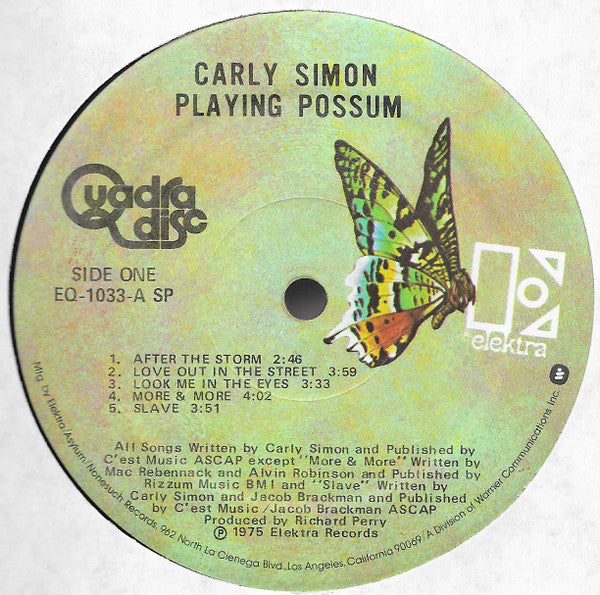 Carly Simon : Playing Possum (LP, Album, Quad)