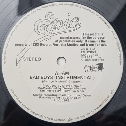 Wham! : Bad Boys (12", Single, Promo)