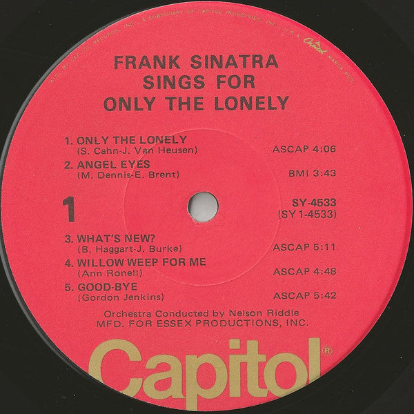 Frank Sinatra : Frank Sinatra Sings For Only The Lonely (LP, Album, RE)