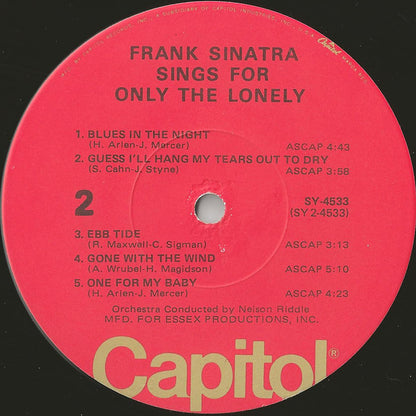 Frank Sinatra : Frank Sinatra Sings For Only The Lonely (LP, Album, RE)