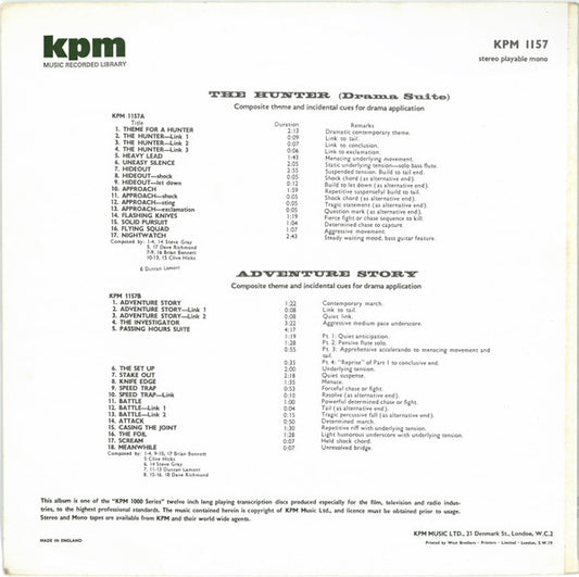 Various : The Hunter (Drama Suite) / Adventure Story (LP)