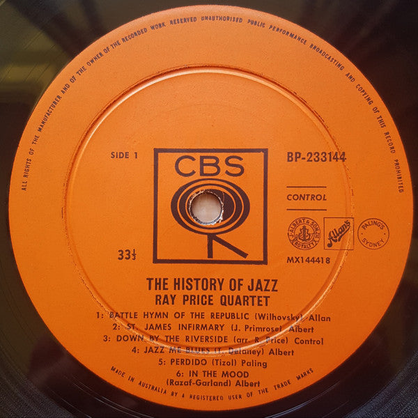 Ray Price Quartet : The History of Jazz (LP, Album, Mono)