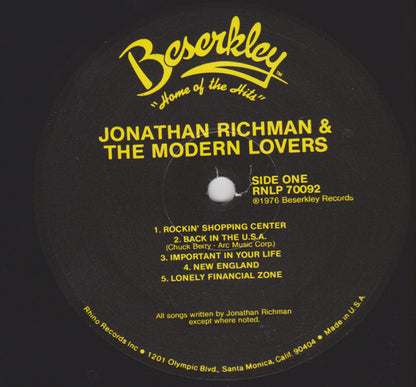 Jonathan Richman & The Modern Lovers : Jonathan Richman & The Modern Lovers (LP, Album, RE)