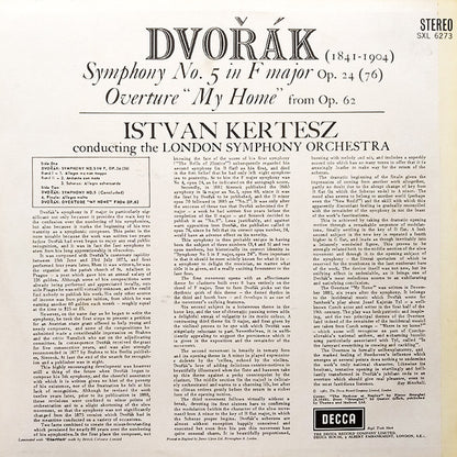 Antonín Dvořák, István Kertész, London Symphony Orchestra : Symphony No. 5 In F Major ∙ Overture "My Home" (LP, Ed2)