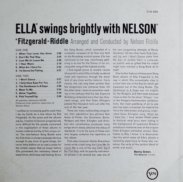 Fitzgerald* - Riddle* : Ella Swings Brightly With Nelson (LP, Album, MGM)