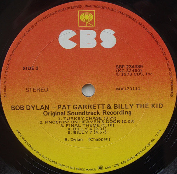 Bob Dylan : Pat Garrett & Billy The Kid - Original Soundtrack Recording (LP, Album, RE)