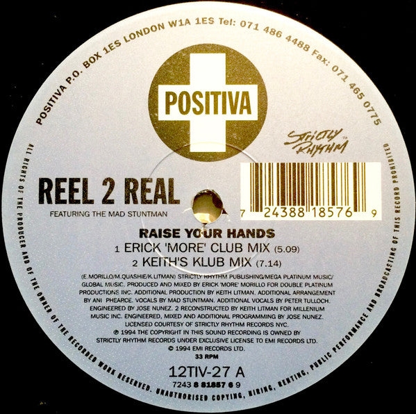 Reel 2 Real Featuring The Mad Stuntman : Raise Your Hands (12", Single)