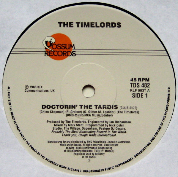 The Timelords : Doctorin' The Tardis (12")