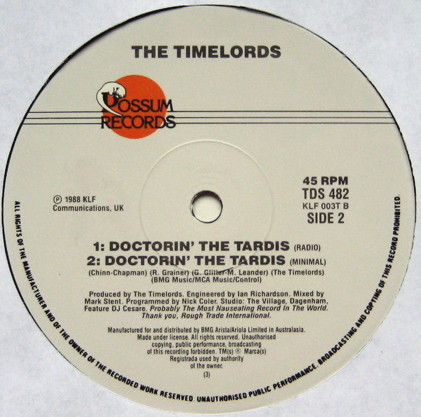 The Timelords : Doctorin' The Tardis (12")