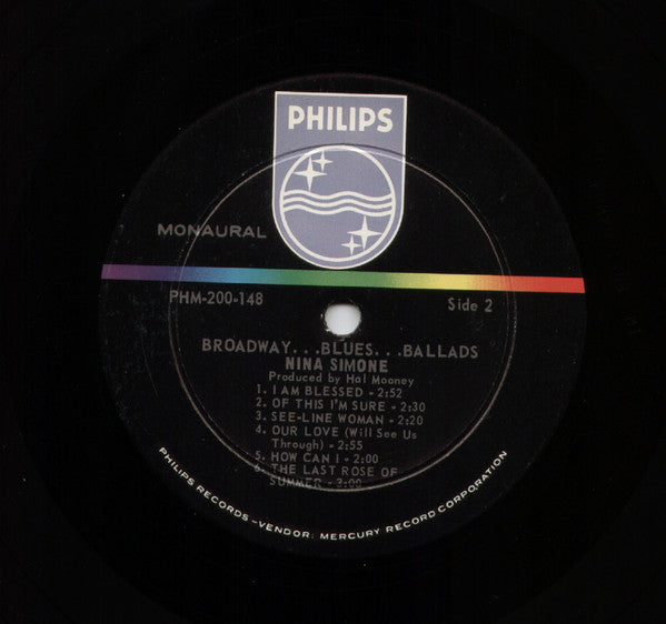 Nina Simone : Broadway - Blues - Ballads (LP, Album, Mono)