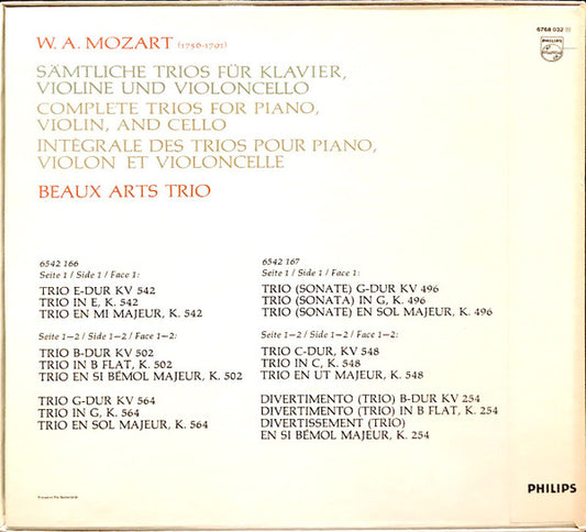 Wolfgang Amadeus Mozart - Beaux Arts Trio : Die Klaviertrios The Piano Trios  Les Trios Avec Piano (2xLP + Box)