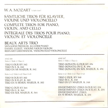 Wolfgang Amadeus Mozart - Beaux Arts Trio : Die Klaviertrios The Piano Trios  Les Trios Avec Piano (2xLP + Box)
