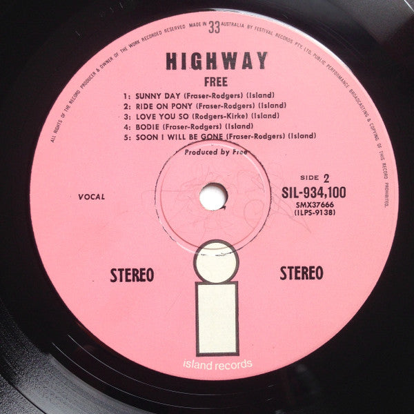 Free : Highway (LP, Album, Pin)