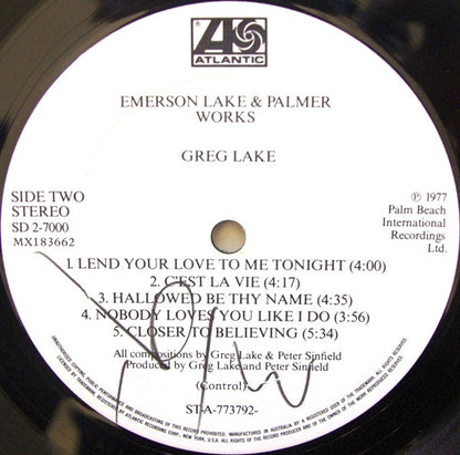 Emerson Lake & Palmer* : Works (Volume 1) (2xLP, Album)