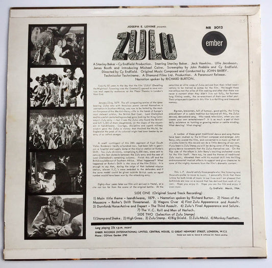 John Barry : Zulu (Original Motion Picture Sound Track & Themes) (LP, Mono, Ste)