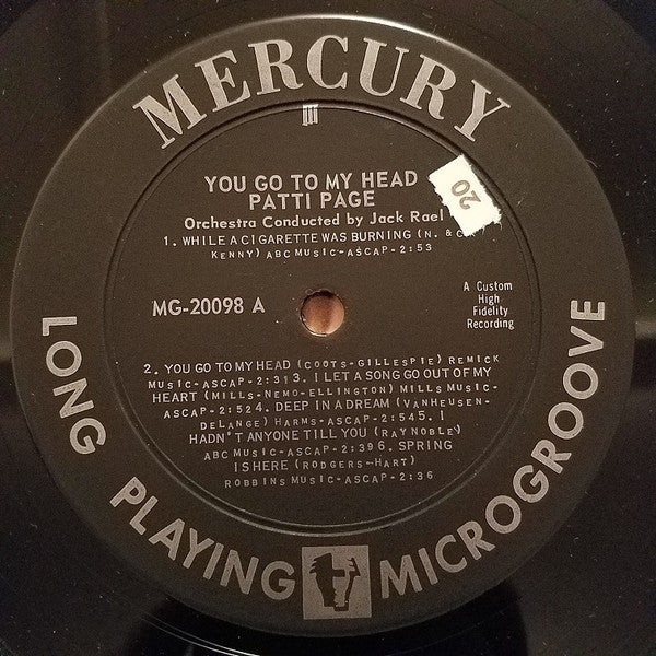 Patti Page : You Go To My Head (LP, Album, Mono)