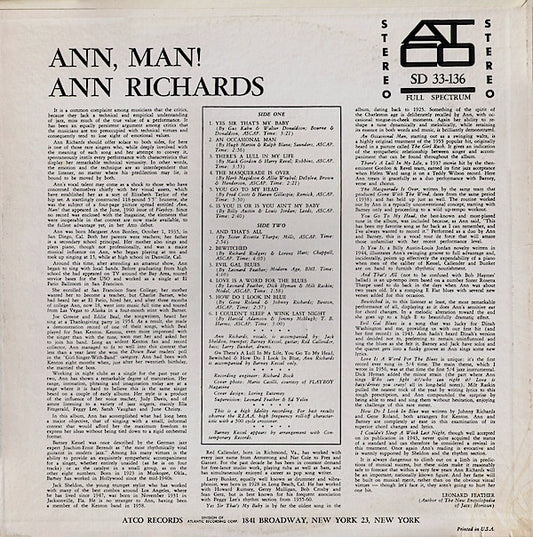 Ann Richards : Ann, Man! (LP, Album)