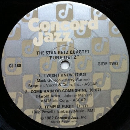 Stan Getz Quartet : Pure Getz (LP, Album)