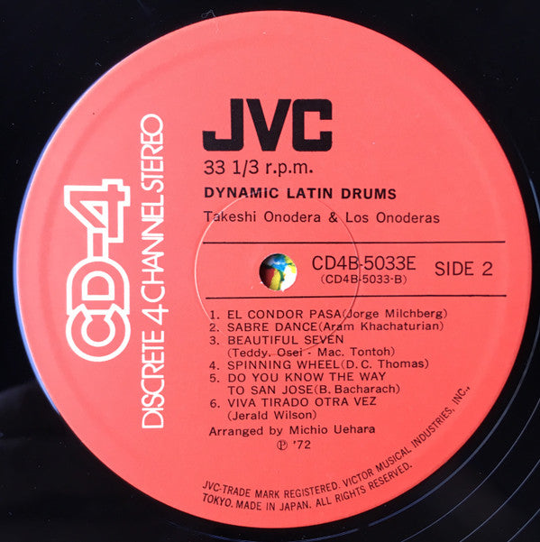 Takeshi Onodera & Los Onoderas : Dynamic Latin Drums (LP, Album, Quad)