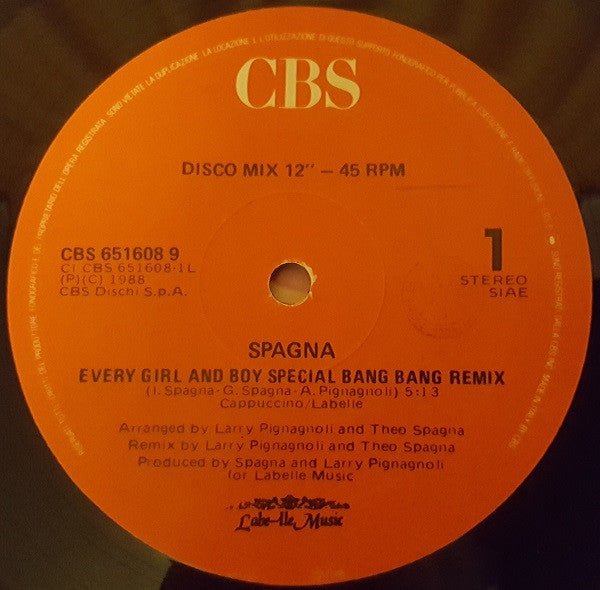 Spagna* : Every Girl And Boy (Special Bang-Bang Remix) (12")