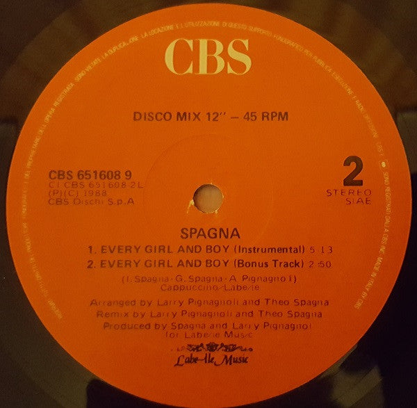Spagna* : Every Girl And Boy (Special Bang-Bang Remix) (12")