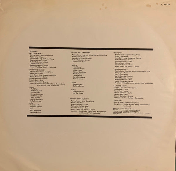Ronnie Laws : Friends And Strangers (LP, Album)