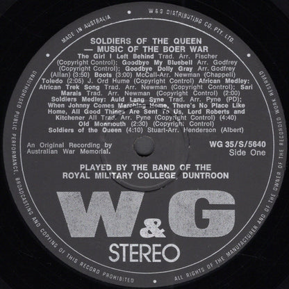 The Band Of The Royal Military College : Soldiers Of The Queen (Music Of The Boer War) (LP, Album)