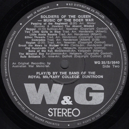 The Band Of The Royal Military College : Soldiers Of The Queen (Music Of The Boer War) (LP, Album)
